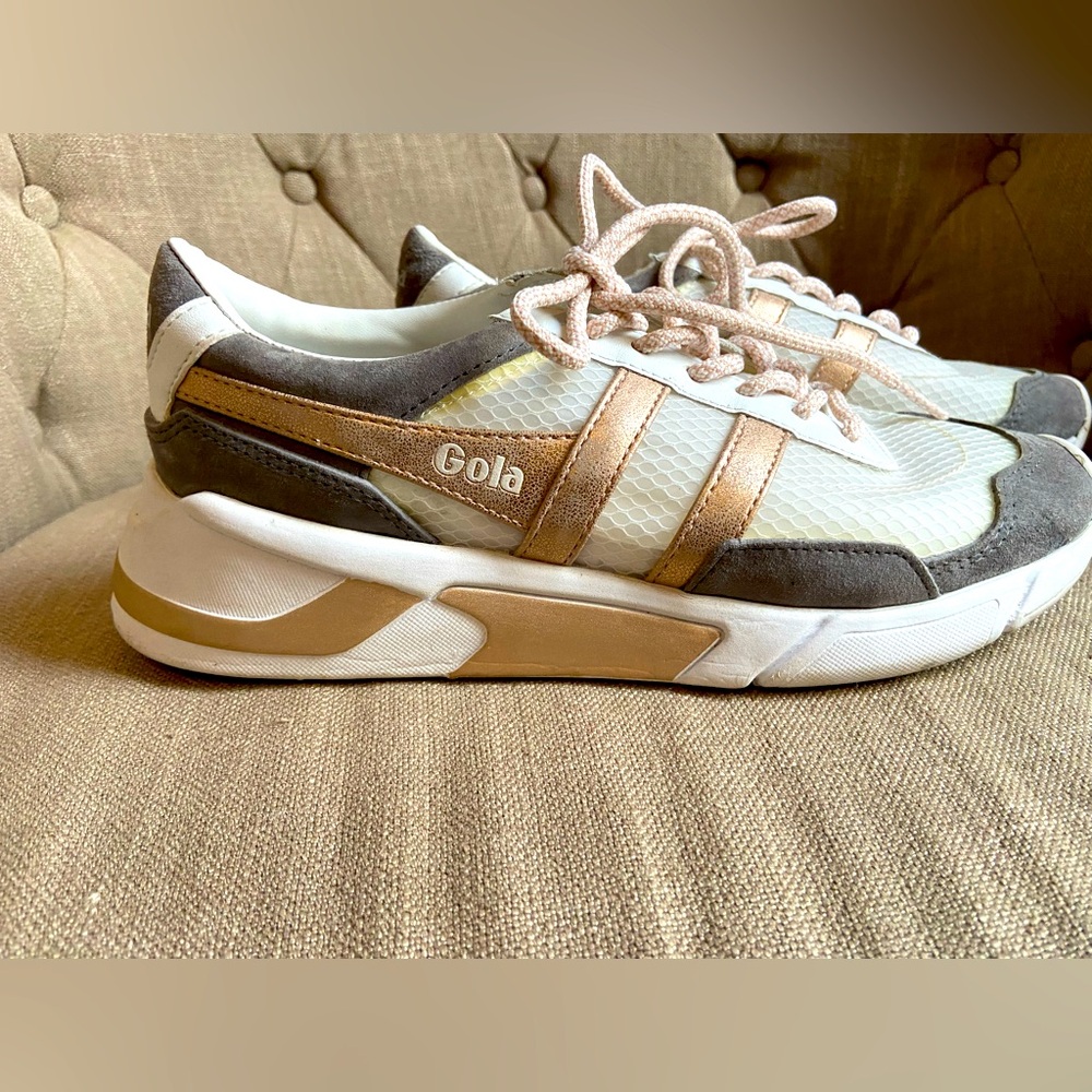Gola White and Gold Retro Sneakers